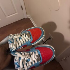 Bape Kids Vibrant Red and Blue Sneakers